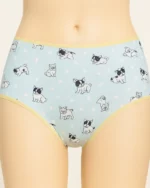 Light Blue Dog Print MidRise seamless Panty