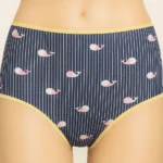 Navy Blue Whale Printed Mid Rise Seamless Panty for women