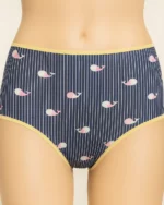 Navy Blue Whale Printed Mid Rise Seamless Panty for women