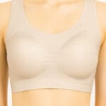 Scoop-Neck Stretchable Seamless Padded Bra | Peach | Removable Pads | full coverage
