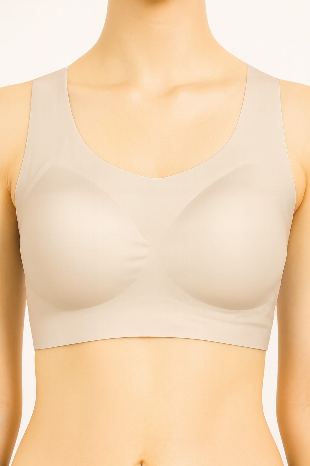 886de63f-f4bd-4336-99c1-c12fd37e969e.jpg Scoop-Neck Stretchable Seamless Padded Bra | Peach | Removable Pads | full coverage - Image 1