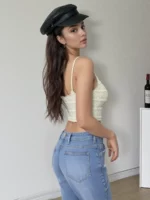 Off White Padded Lace Cami Crop Top - Image 4