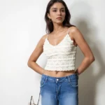 Off White Padded Lace Cami Crop Top