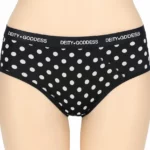 Black Polka Dot Mid Rise Panty for Women with Waistband