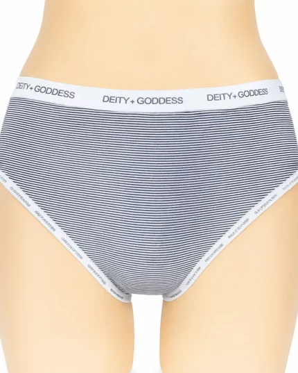 Black and white Micro-Stripe Mid Rise Panty with Waistband